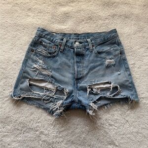 Levis distressed denim shorts